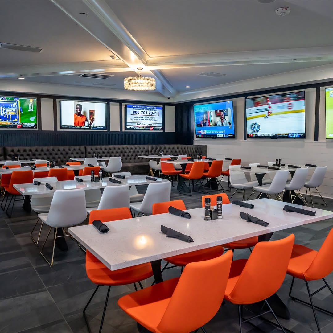 The dining room at the 55 Bistro Bar, the restaurant and sports bar at Sea Trail